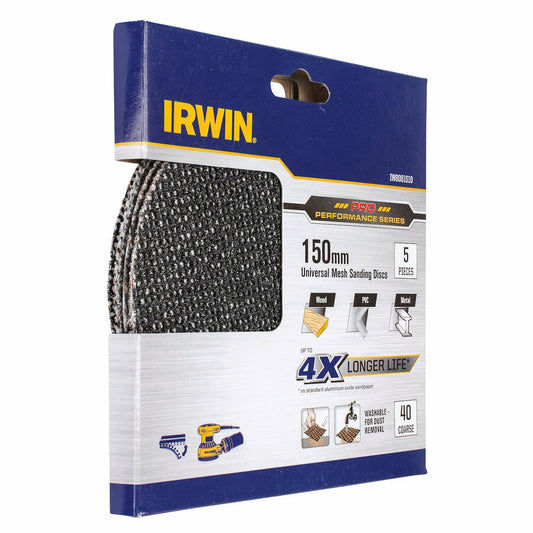Irwin Orbital Sanding Disc - 150mm - Silicon Carbide - 40 Grit - 5 Pack – view 2 - Auzzistore