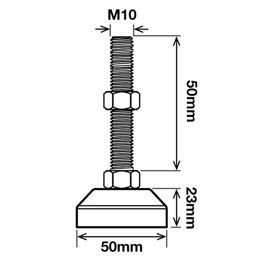 Richmond Fixed Levelling Foot - 50mm x M10 - Zinc Plated - 500kg Capacity – view 2 - Auzzistore