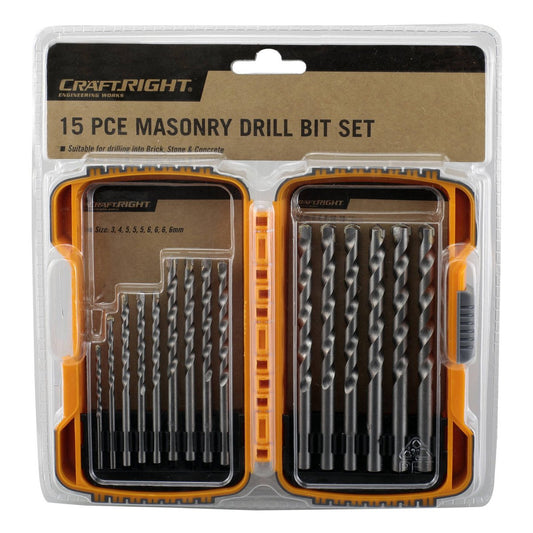 Craftright Masonry Drill Bit Set - 3mm to 10mm - High Speed Steel - 15 Piece – view 2 - Auzzistore