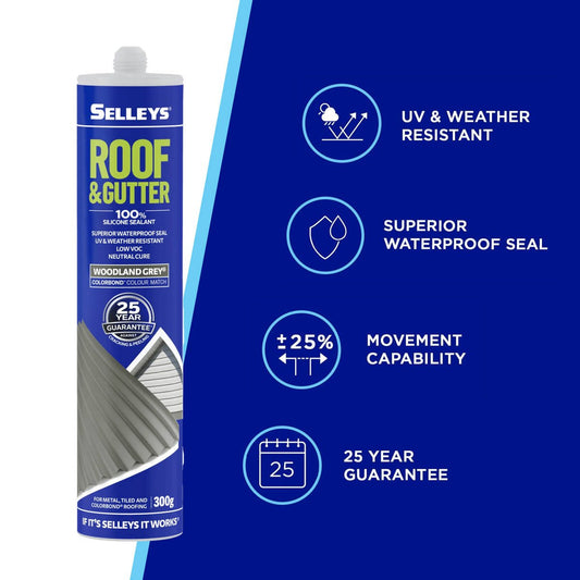Selleys Roof and Gutter Silicone Sealant 300g - Woodland Grey - Waterproof – view 2 - Auzzistore