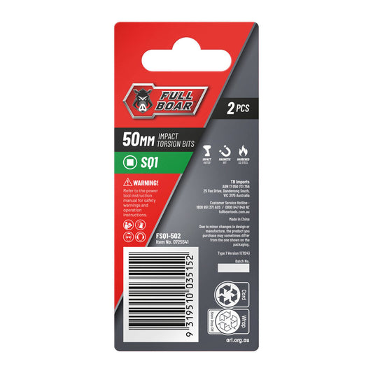 Full Boar Impact Torsion Bits Set - 2 Pack - 50mm - S2 Steel - High Torque – view 2 - Auzzistore