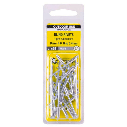 Otter Open Aluminium Blind Rivets 4x6mm 25 Pack Lightweight Durable - Auzzistore