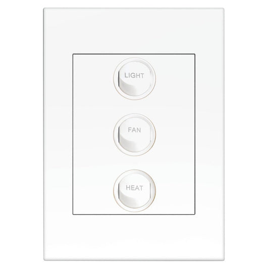 Hpm Vivo 3 Gang Fan Light Heat Switch - 10A Plastic - Reliable Design - Auzzistore