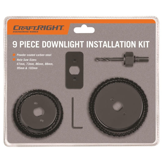 Craftright Downlight Installation Kit - 9 Piece - Carbon Steel - Durable - Auzzistore