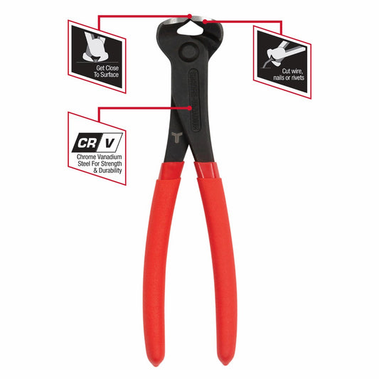 Trojan 200mm End Cut Plier - Chrome Vanadium Steel - Red and Black – view 2 - Auzzistore