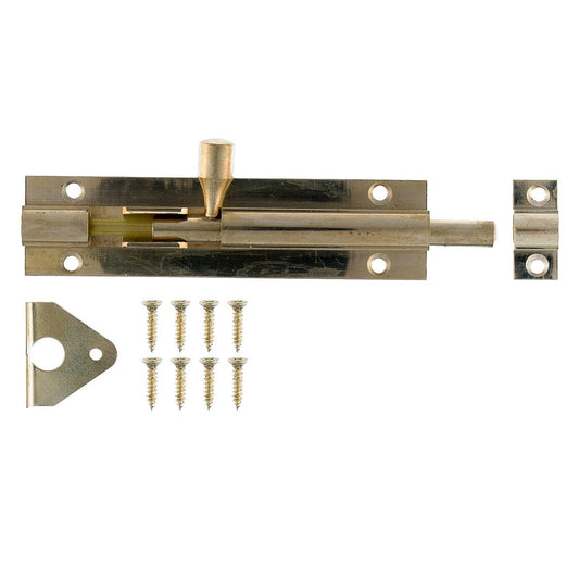Taskmaster 100mm Polished Brass Barrel Bolt - Solid Brass Security Solution – view 2 - Auzzistore
