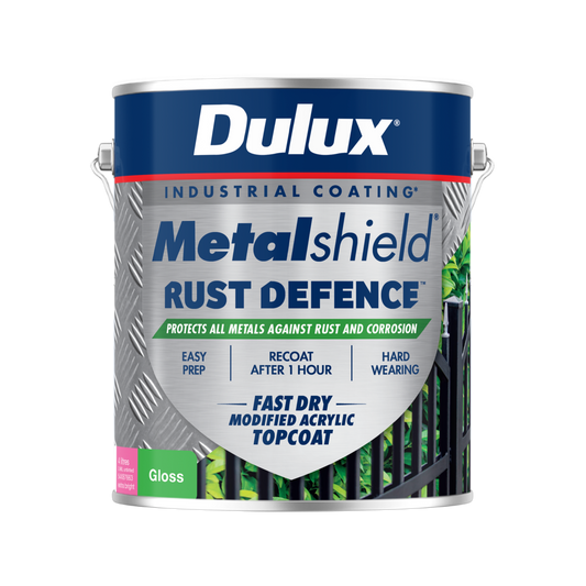 Dulux Metalshield Rust Defence - 4L Gloss Topcoat - 176mm x 193mm - Fast-Drying - Auzzistore