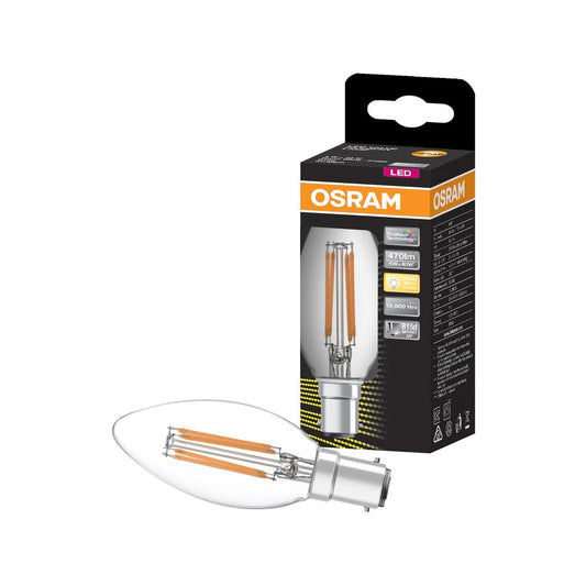 Osram LED Candle Filament 4W 470LM B15 Light Globe 3000K Warm White