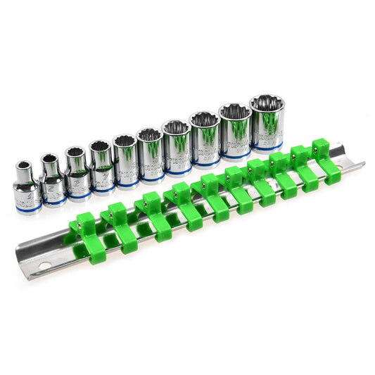 Trojan 10 Piece Socket Rail Set 1/4" - Metric Chrome Vanadium Sockets – view 2 - Auzzistore
