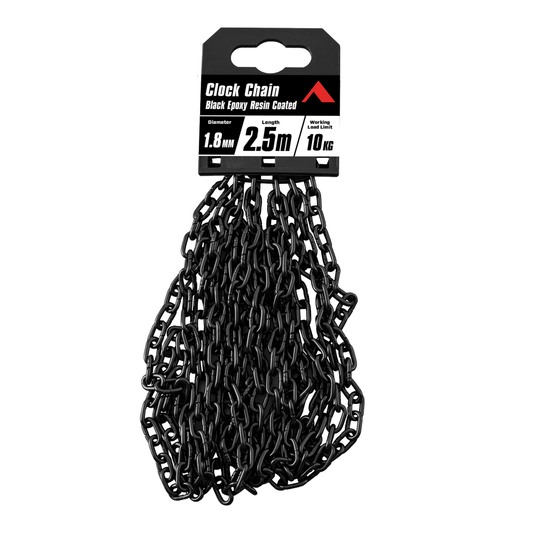 Pinnacle 1 Clock Chain 8mm x 2.5m - Black Matte - 10kg Load Limit - Auzzistore