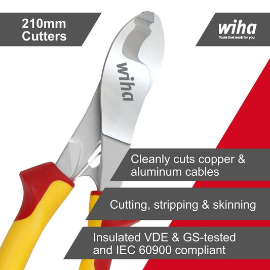 Wiha 1000V Cable Cutter - Insulated VDE - 210mm - Yellow - Durable & Ergonomic – view 2