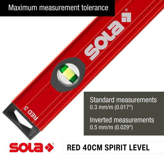 Sola Spirit Level 40cm Red - Precision Measurement Tool - Durable Aluminum – view 2 - Auzzistore