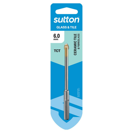 Sutton Tools 6.0mm Glass and Tile Drill Bit - Carbide - Anti-Slip Hex Shank - Auzzistore
