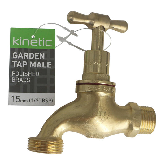 Kinetic 15mm Polished Brass Garden Tap - Lead Free - Durable Design – view 2 - Auzzistore