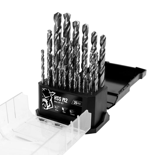 Full Boar 25 Piece HSS M2 Drill Bit Set - 135-Degree Split Point - Durable – view 2 - Auzzistore