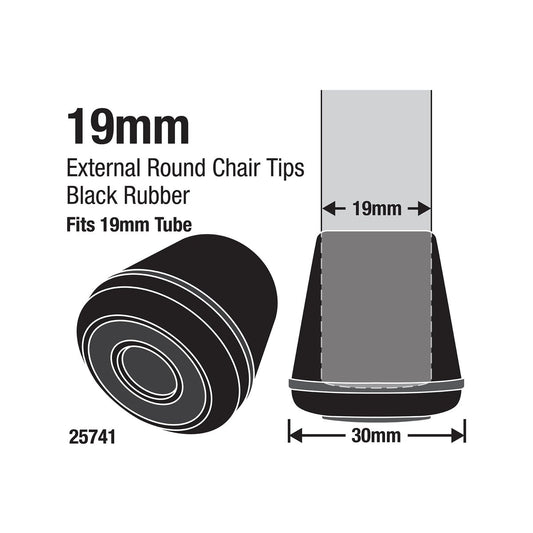 Surface Gard 19mm Black Round Rubber Chair Tips 4 Pack - Floor Protectors – view 2 - Auzzistore