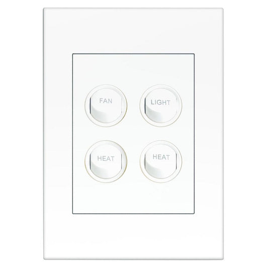Hpm Vivo 4 Gang Fan Light Heat Switch - 10A Plastic - Easy Install - Auzzistore