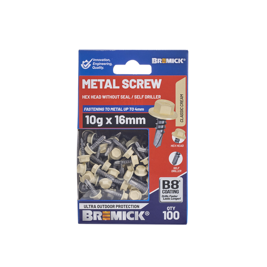 Bremick Metal Hex Screw 10g x 16mm B8 Coating - Box of 100 - Self-Drilling – view 2 - Auzzistore