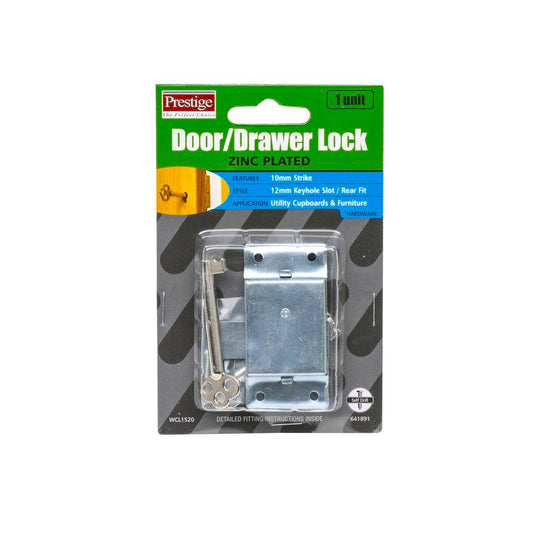 Prestige Zinc Plated Keyed Cupboard Lock - 140mm Steel - Rust Resistant - Auzzistore