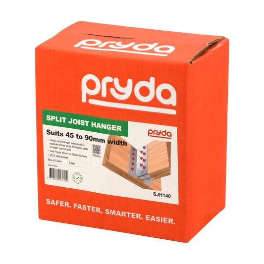 Pryda Split Joist Hanger Pair - 140mm - Galvanised - 1 Pair - Adjustable – view 2 - Auzzistore