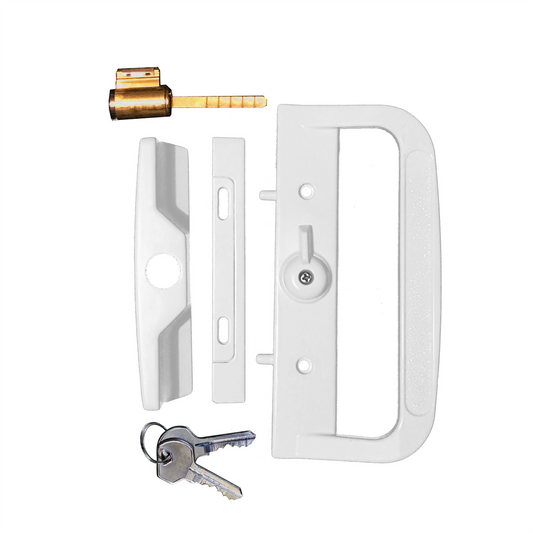 Rolltrak White Sliding Patio Door Keyed Lock Set - 200mm Alloy - Secure - Auzzistore
