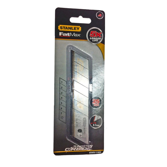 Stanley Fatmax 25mm Carbide Snapoff Knife Blades 5 Pack Durable Steel - Auzzistore