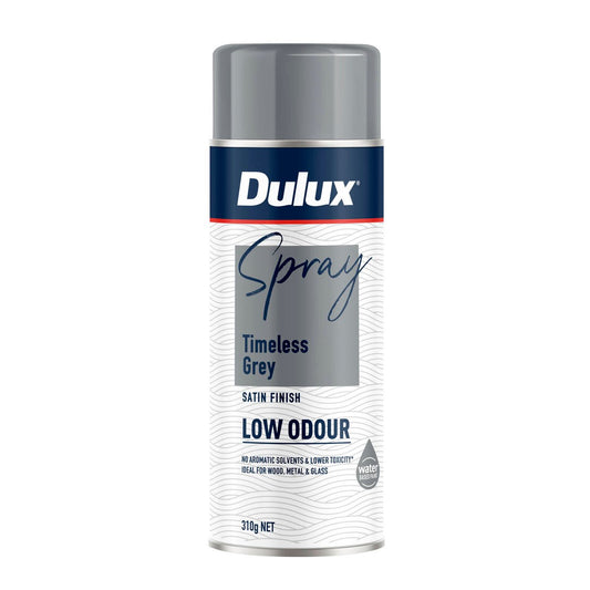 Dulux Spray Paint Low Odour 310g Satin Timeless Grey - Quick Drying, Indoor Use - Auzzistore