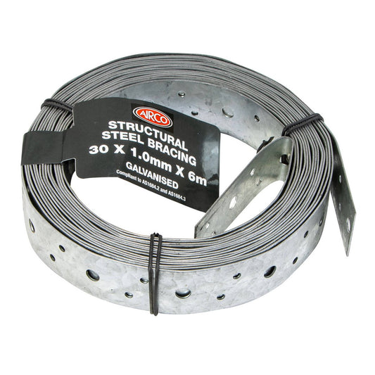 Airco Structural Galvanised Strapping 30mm x 1mm x 6m - Durable Bracing – view 2 - Auzzistore