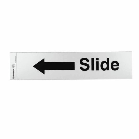 Sandleford Slide Arrow Left Sign - Self Adhesive - Silver - 245 x 58mm - Auzzistore