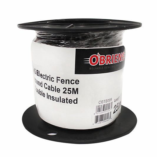 O Briens Electric Fencing Cable Leadout 25m 5mm Black - Durable Connection - Auzzistore