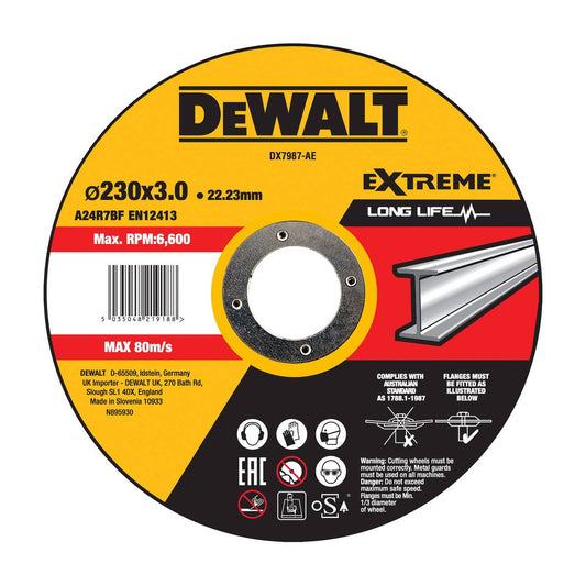 Dewalt Extreme Bonded Abrasive Metal Cut Grind Disc 230mm x 3mm - Black - Auzzistore