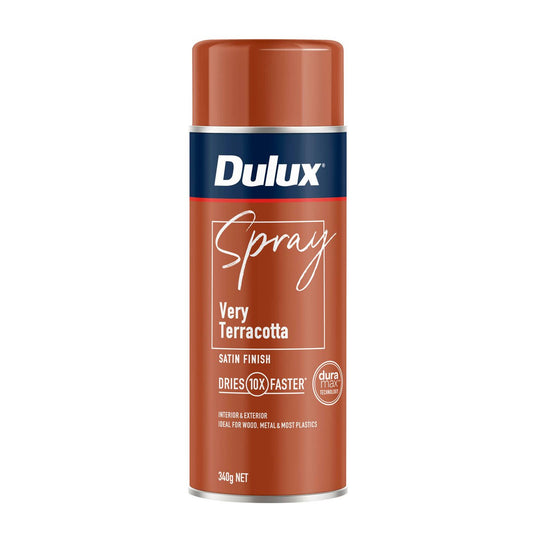 Dulux Spray Paint 340g Satin Very Terracotta - Fast Drying - Self Priming - Auzzistore