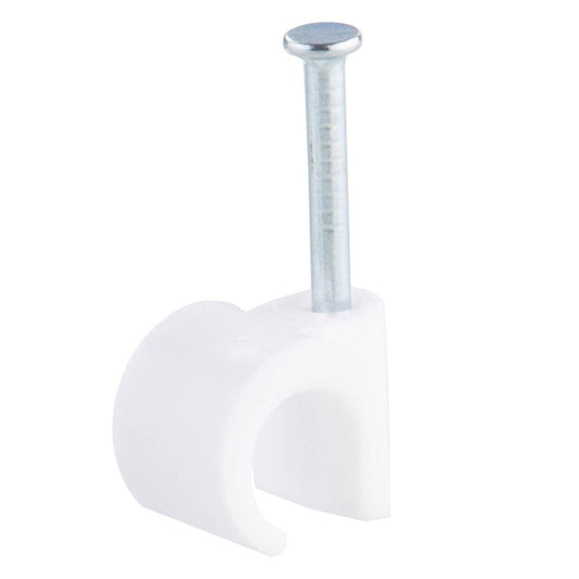 Deta 10mm White Hook Cable Clips 100 Pack - Durable Plastic - Carbon Steel Nails