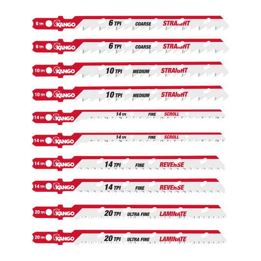 Kango 10 Piece Wood Jigsaw Blade Set - 102mm x 13mm x 124mm - Precision Cutting – view 2 - Auzzistore