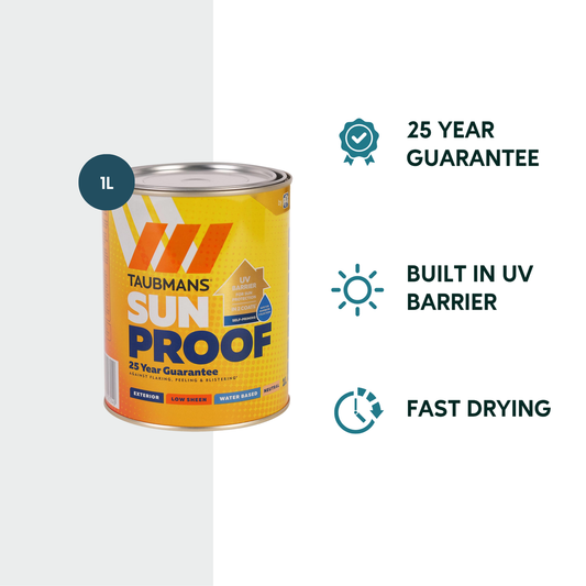 Taubmans 1L Neutral Low Sheen Sunproof Exterior Paint - UV Protection - Fast Drying – view 2 - Auzzistore