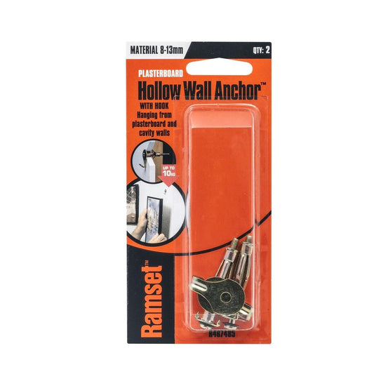 Ramset Hollow Wall Anchor - 2 Pack - 4mm Gold Steel - Light Duty Fixing - Auzzistore