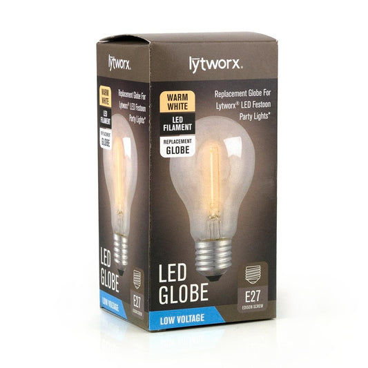 Lytworx Warm White Festoon LED Globe 60mm Glass Indoor Outdoor Use