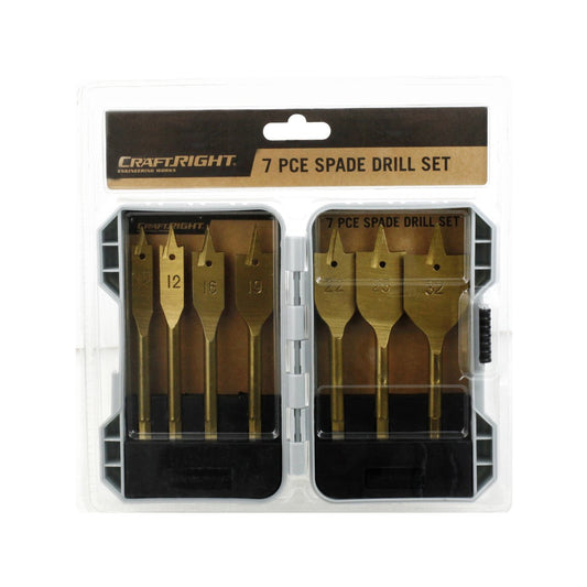 Craftright 7 Piece Flat Spade Drill Set - 10-32mm - Titanium Coated - Auzzistore