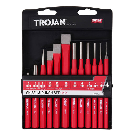 Trojan 12 Piece Chisel and Punch Set - 6mm to 16mm - Durable Tools - Auzzistore