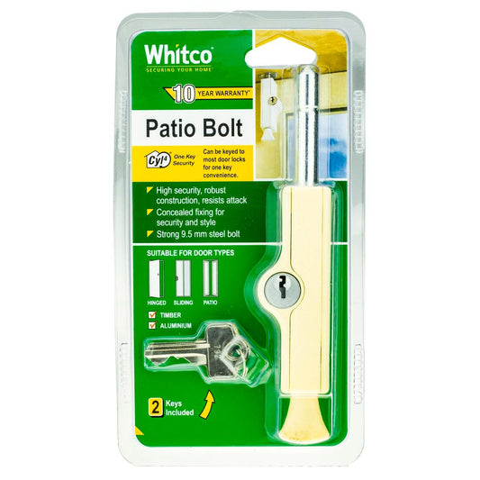 Whitco Primrose Patio Bolt - High Security - 21mm Zinc - Durable Design - Auzzistore