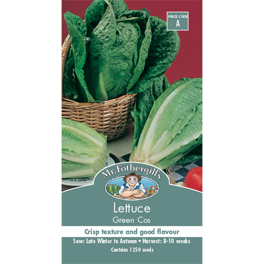Mr Fothergill Green Cos Lettuce Seeds - 75mm - Seed - Crisp Texture - Auzzistore