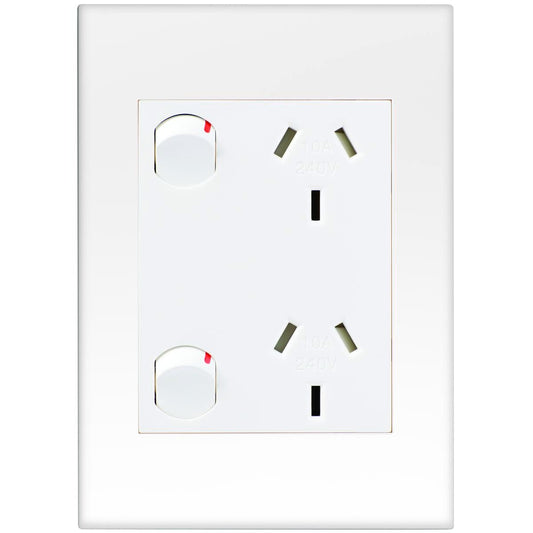 HPM Vivo Vertical Double Powerpoint 2 Gang 85mm x 118mm White - Indoor Use - Auzzistore