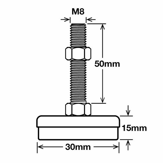 Richmond Levelling Feet - 50mm x M8 - Zinc Plated - Adjustable 4 Pack – view 2 - Auzzistore