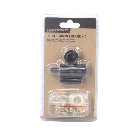 Craftright 15 Piece Grommet Repair Kit - 12.5mm Metal Grommets - Black – view 2 - Auzzistore