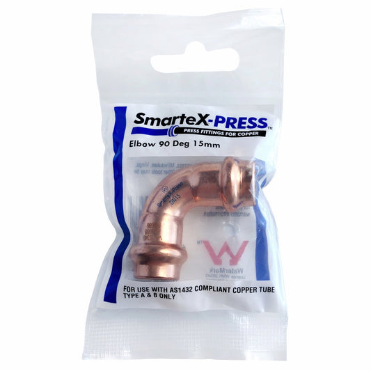 Smartex Press Copper 45° Elbow Fitting - 15mm - Flame-Free Installation – view 2 - Auzzistore