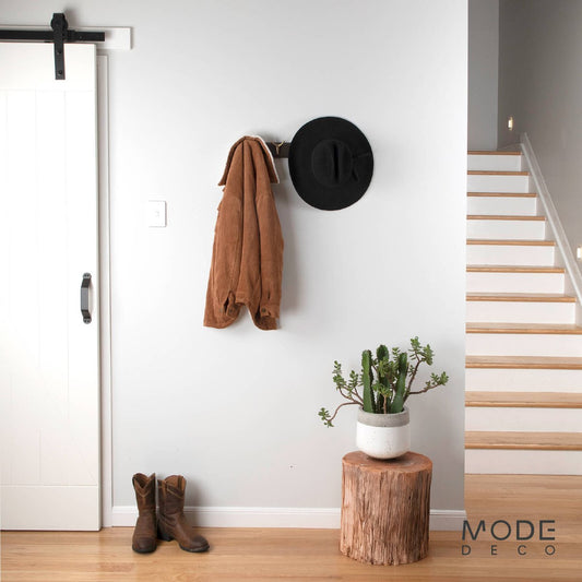 Mode 4 Brass Cow Hooks on Oak Board Hook Rack - 450mm - Decorative Storage – view 2
