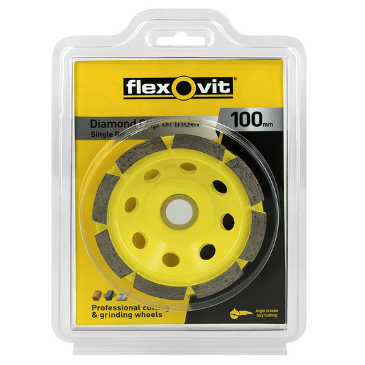 Flexovit Diamond Cup Grinder 100mm - Diamond - Durable - Fast Removal - Auzzistore