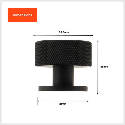 Taskmaster 32mm Knurled Cabinet Knob - Matte Black - 1 Pack - Easy Install – view 2