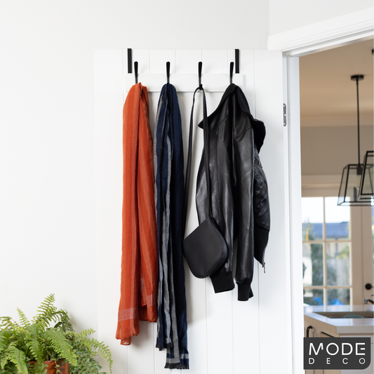 Mode 4 Over Door Hanger - 4 Black Hooks - 450mm x 70mm x 45mm - White – view 2