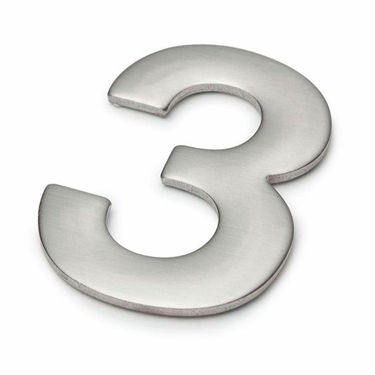 Sandleford 50mm Stainless Steel Self Adhesive House Number 3 - Silver